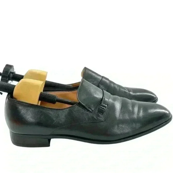 Bally mens loafers size 12 black leather slip on vintage 80s 90s - Picture 1 of 15